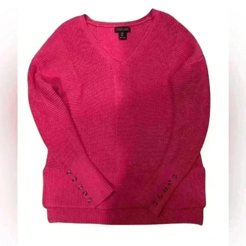 Rachel Zoe Hot Pink Size Small Vneck with buttons